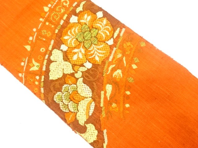 JAPANESE NAGOYA OBI / MAWATA TSUMUGI / WOVEN FLOWER ARABESQUE